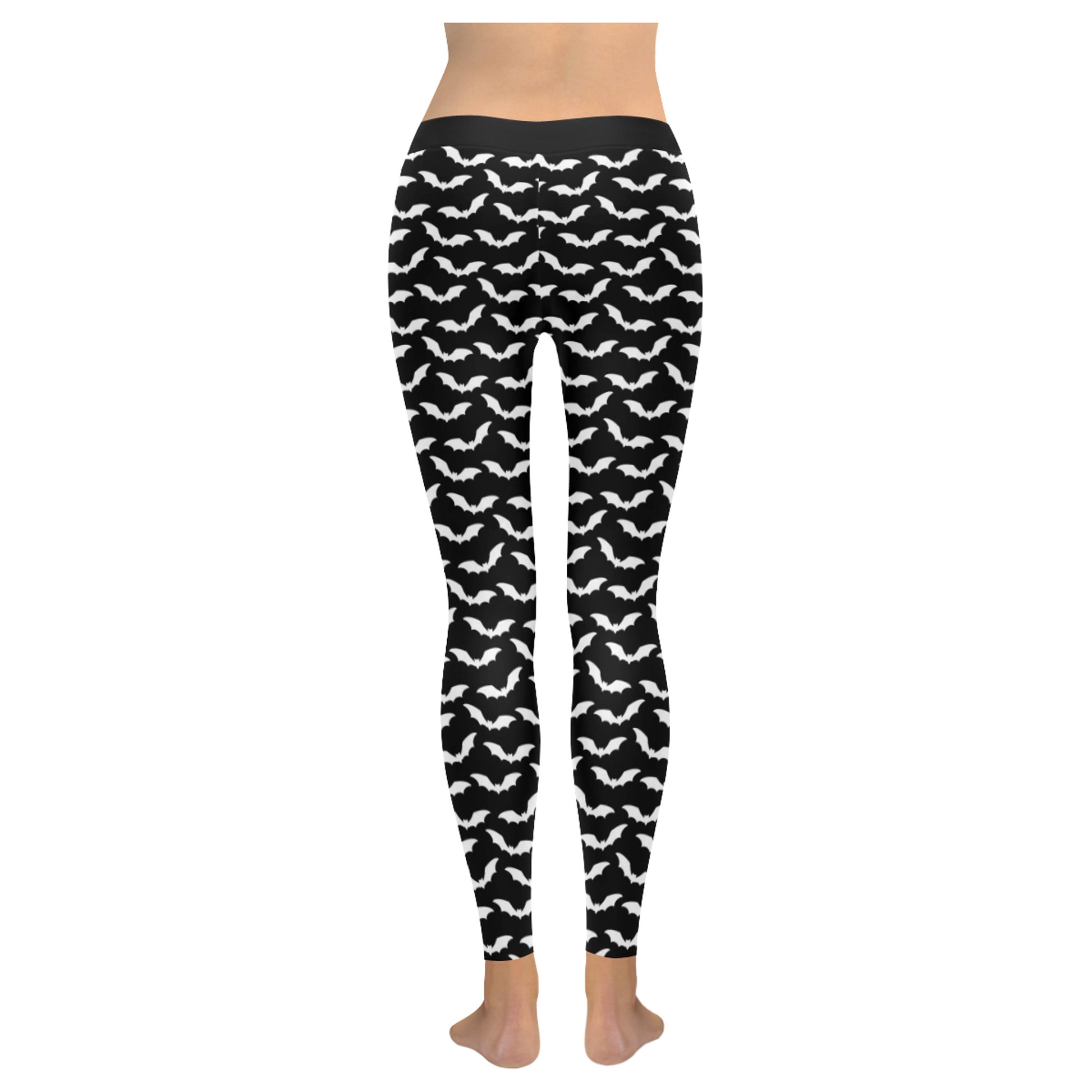 goth  leggings with bat print on white background