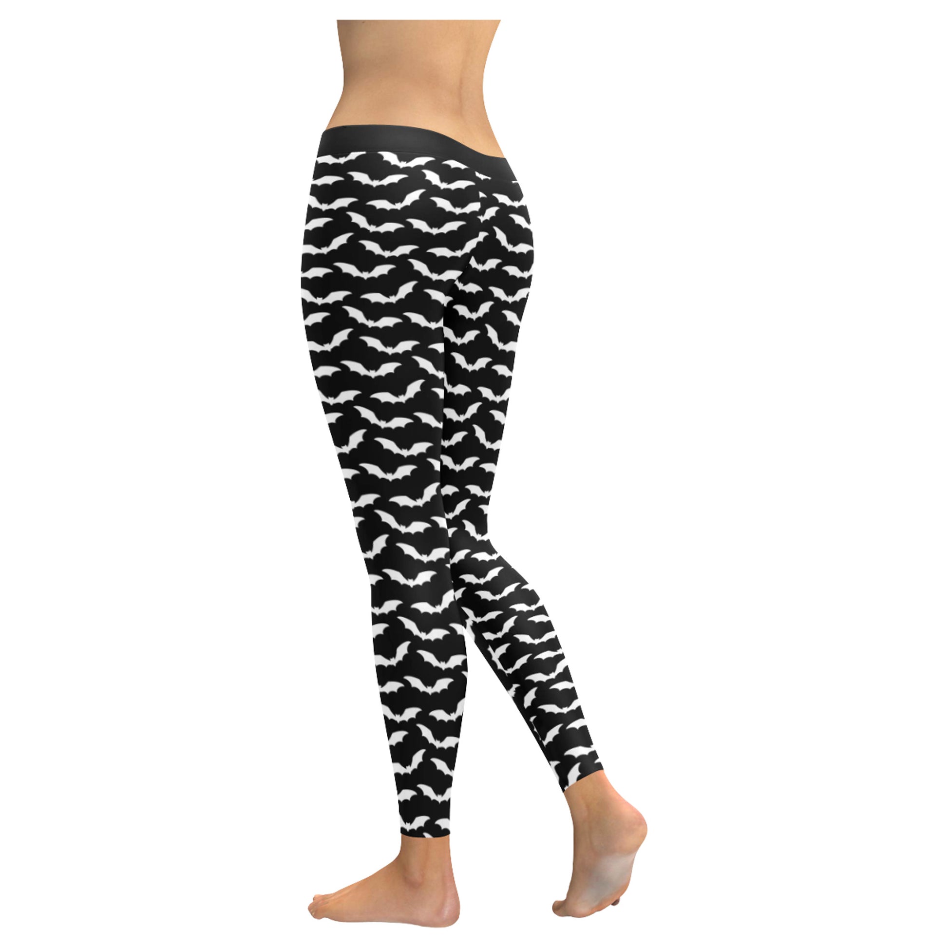 goth  leggings with bat print on white background