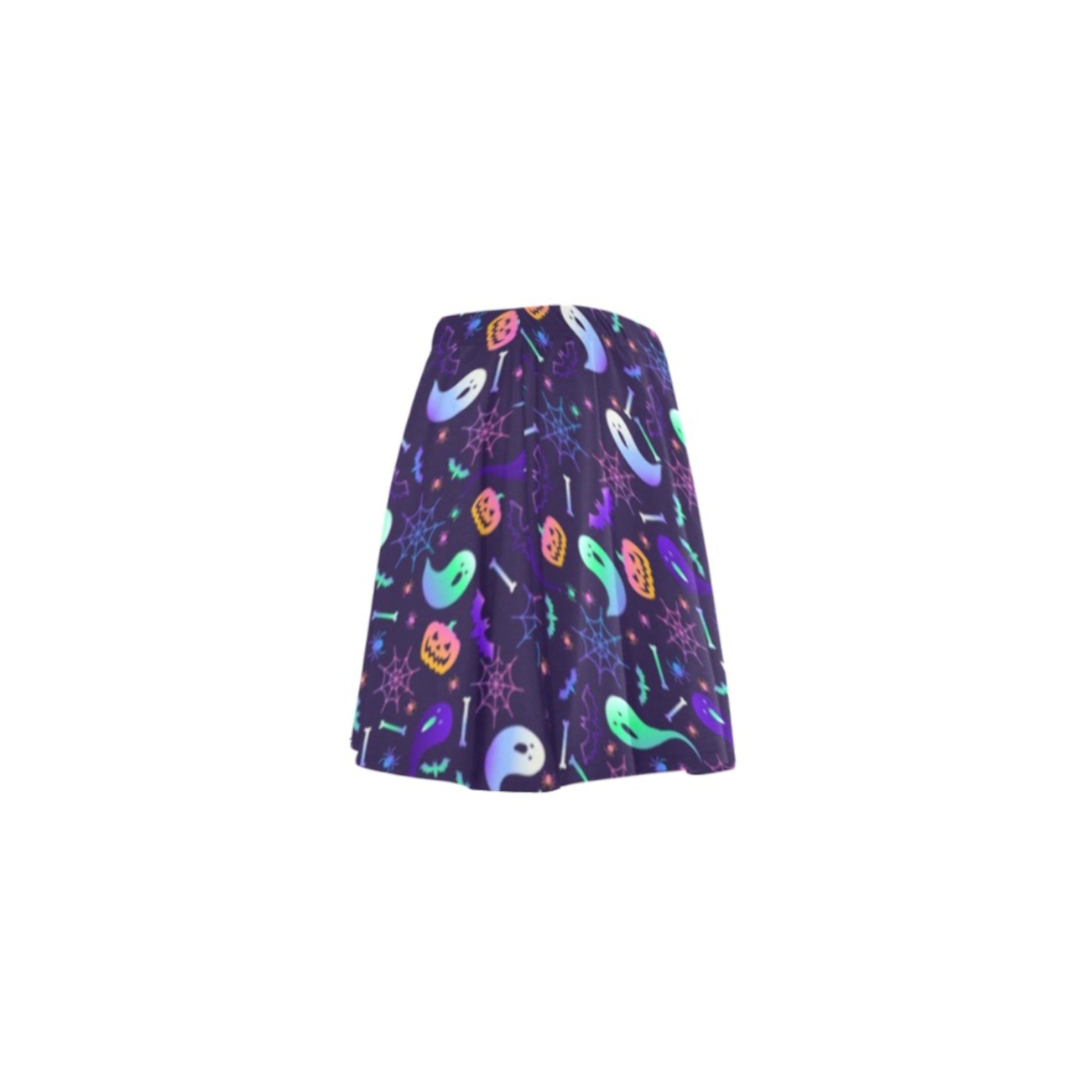 Skirt with colorful alien pattern on a white background