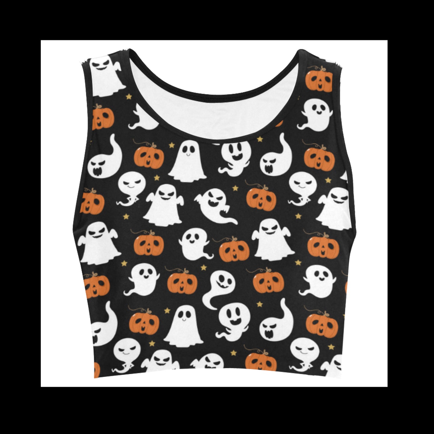 Cute Halloween ghost crop top displayed on clean white background.