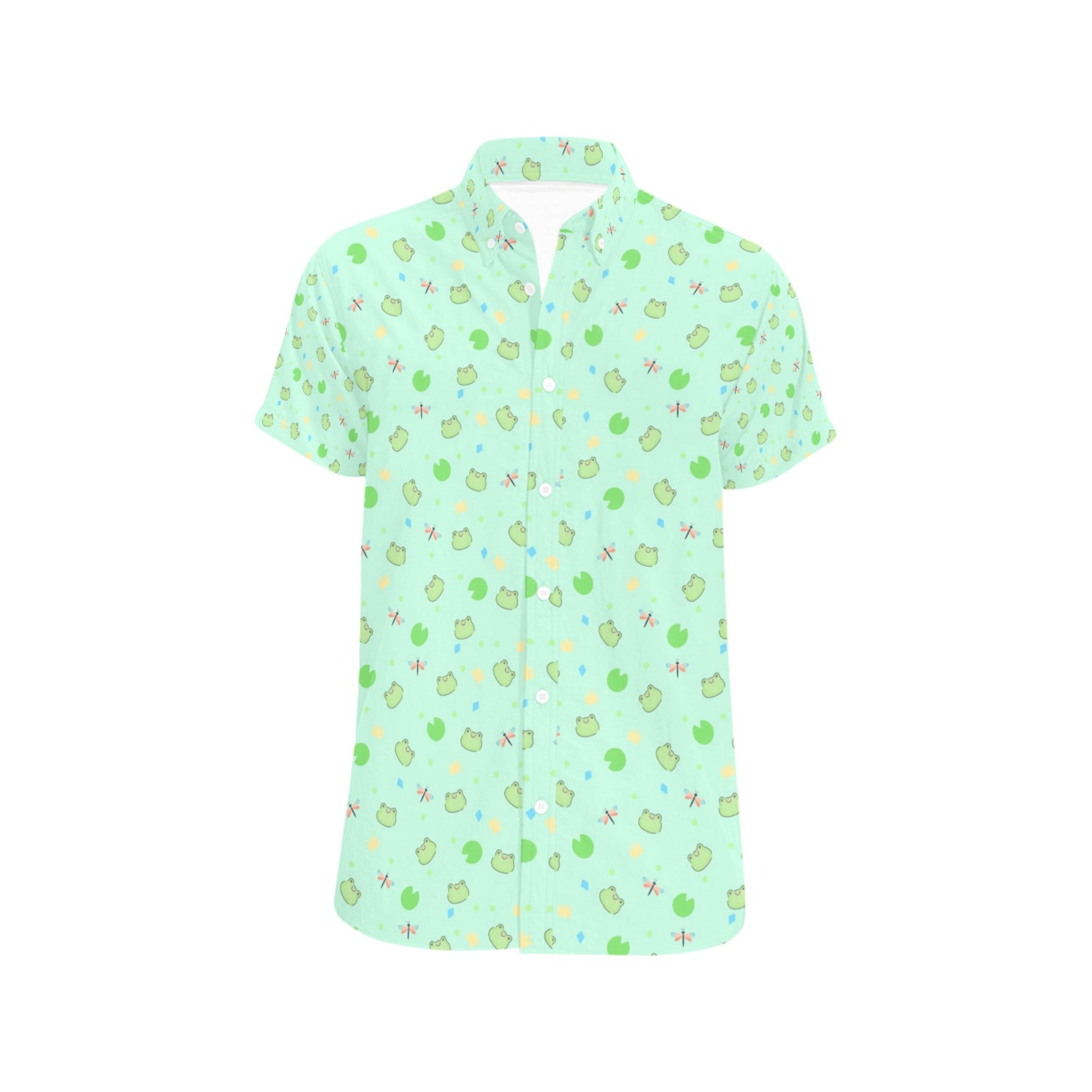 green pastel kawaii frog shirt displayed on clean white background.