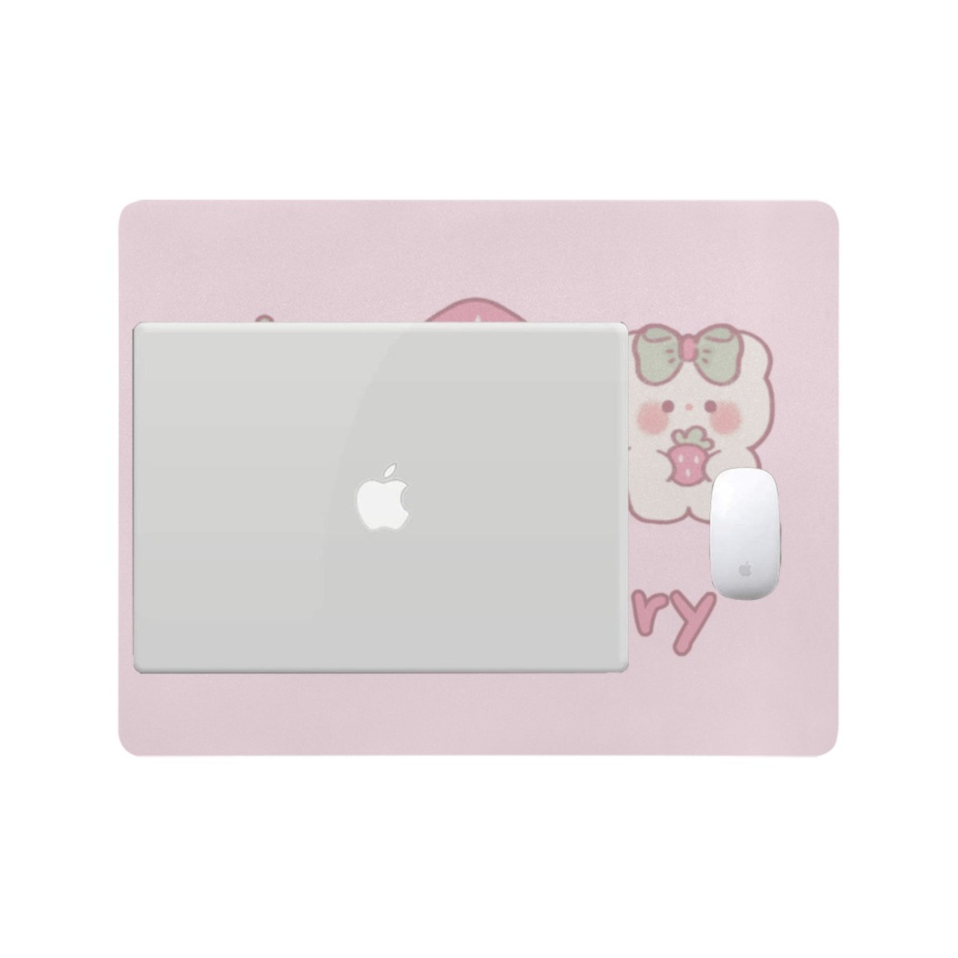 Pastel kawaii desk mat with charming motifs and cozy aesthetic