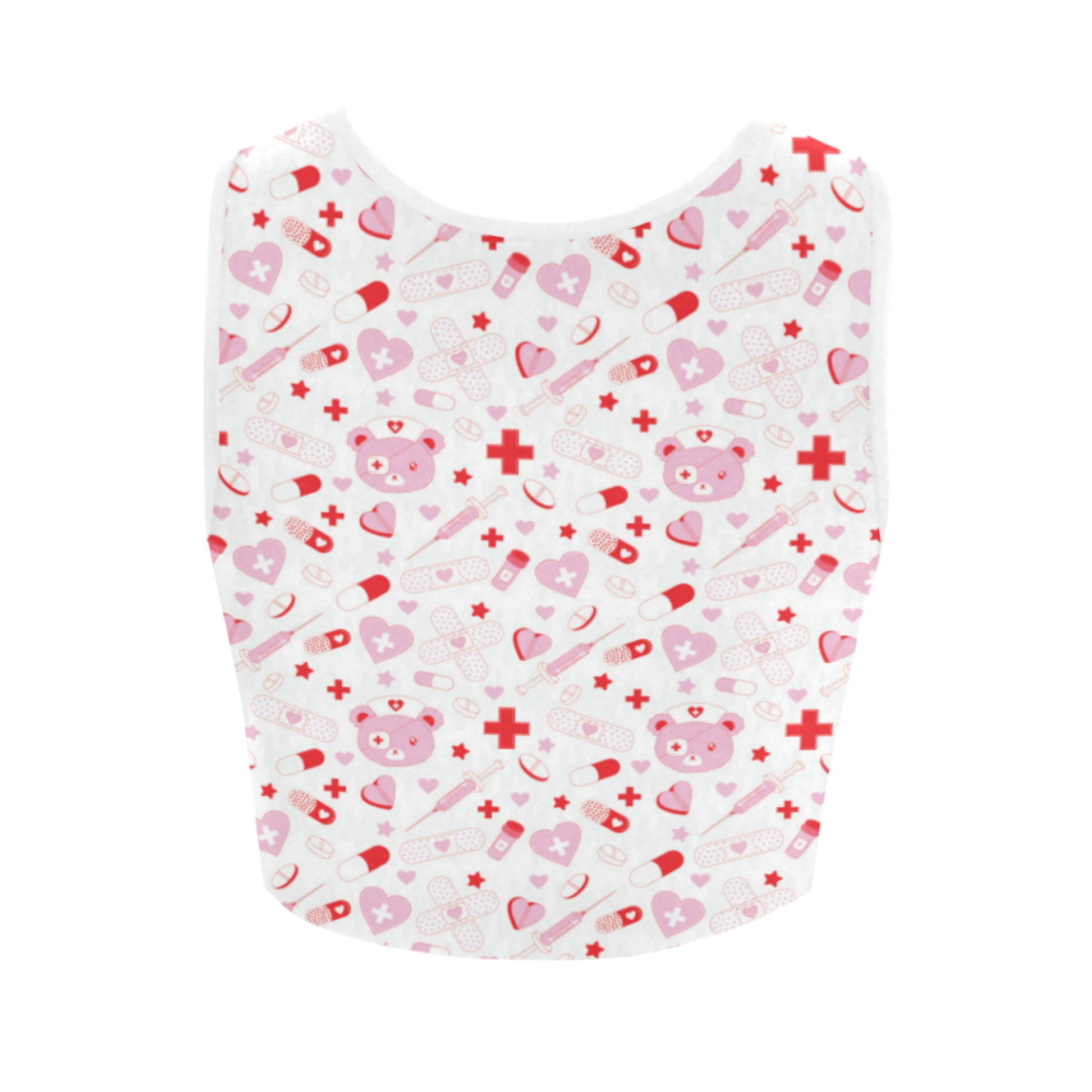 back menhera spooky white crop top displayed on white background