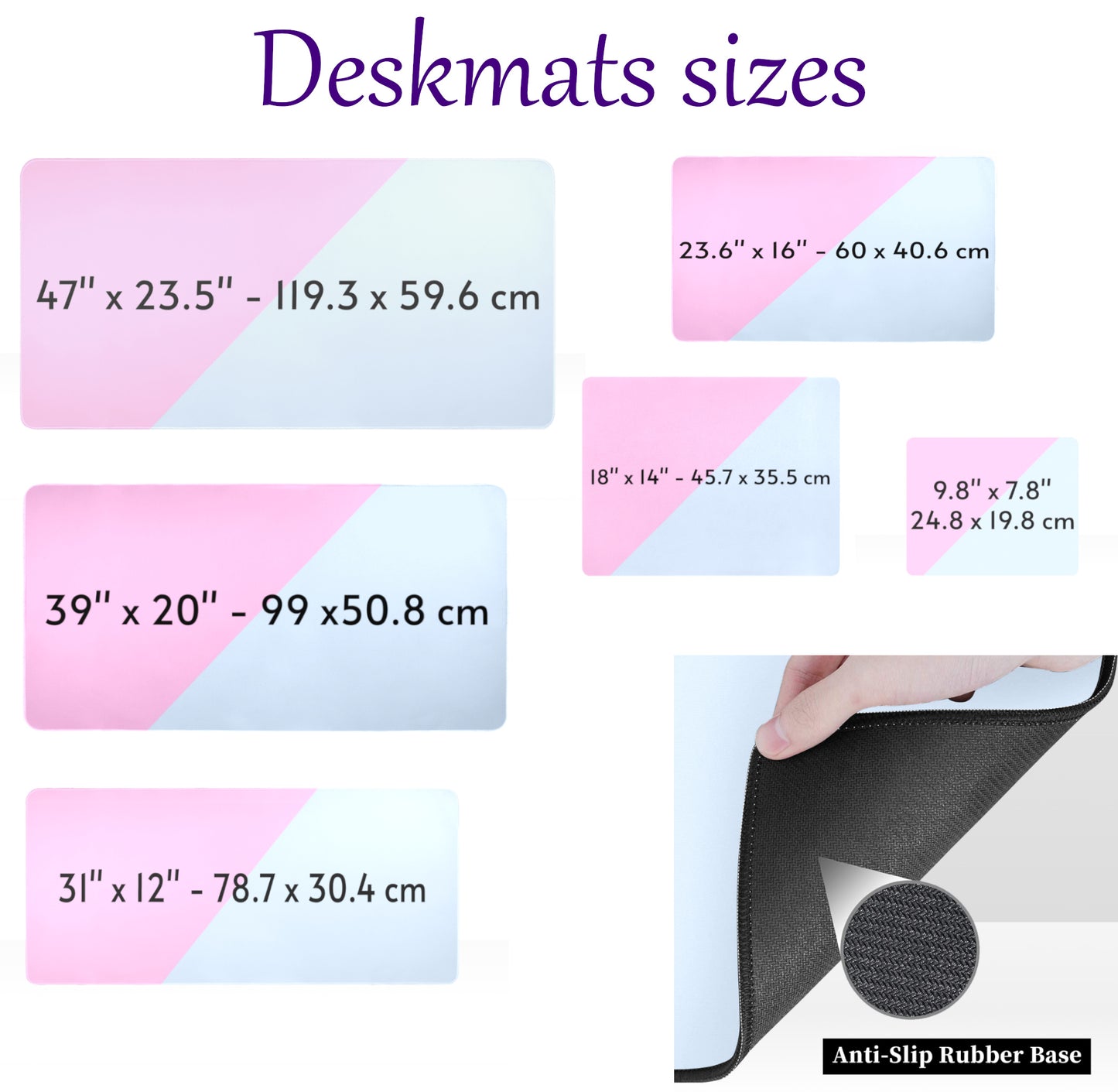 Anime Senpai Kawaii Mousepad Cute Desk Mat Black and Purple Gaming Desk Mat Aesthetic Non-slip Desk Pad XXL Large Mousepad  MP05