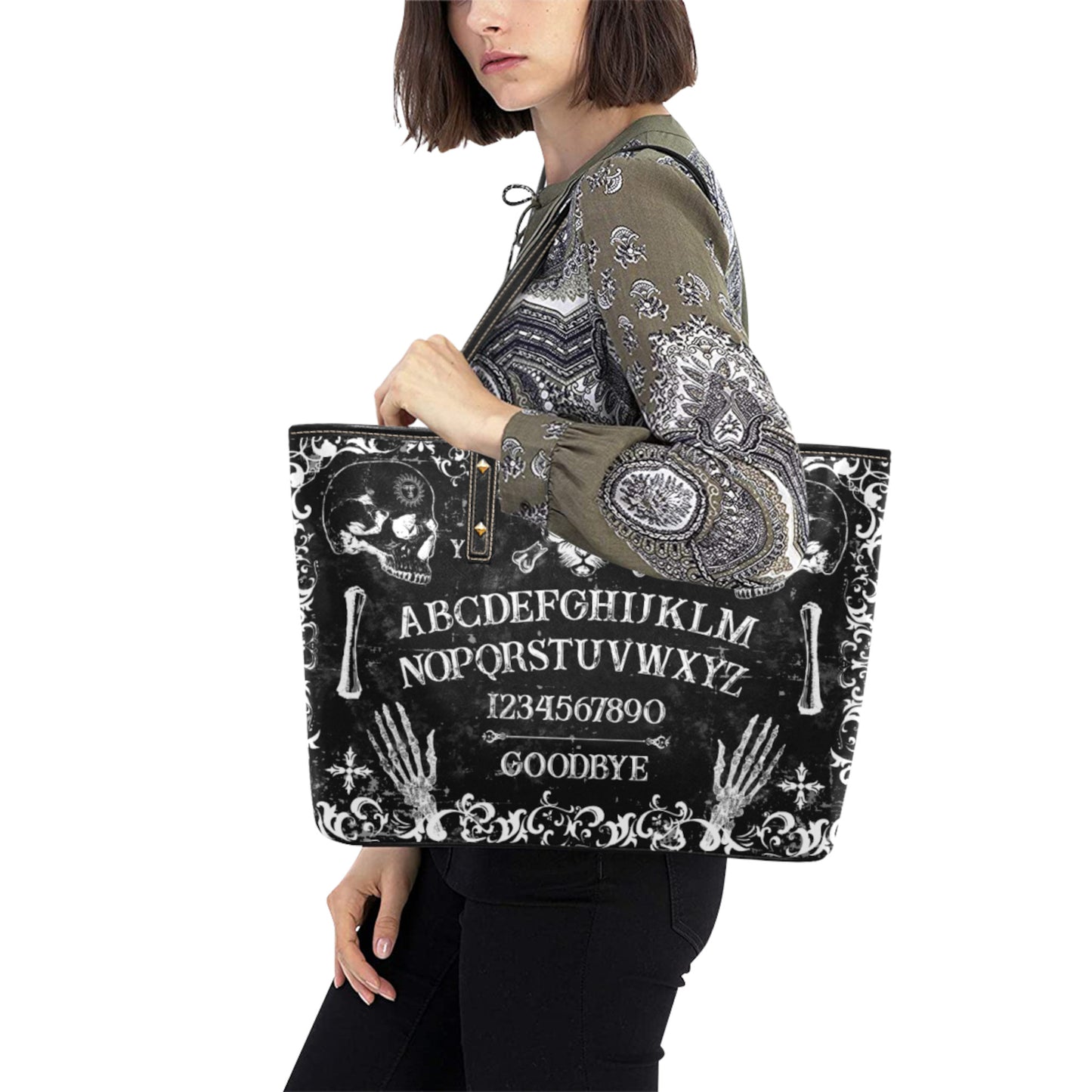 Ouija Board Tote Bag Goth Witchy Black Gothic Purses HalloweenShoulder Handbag D2359534