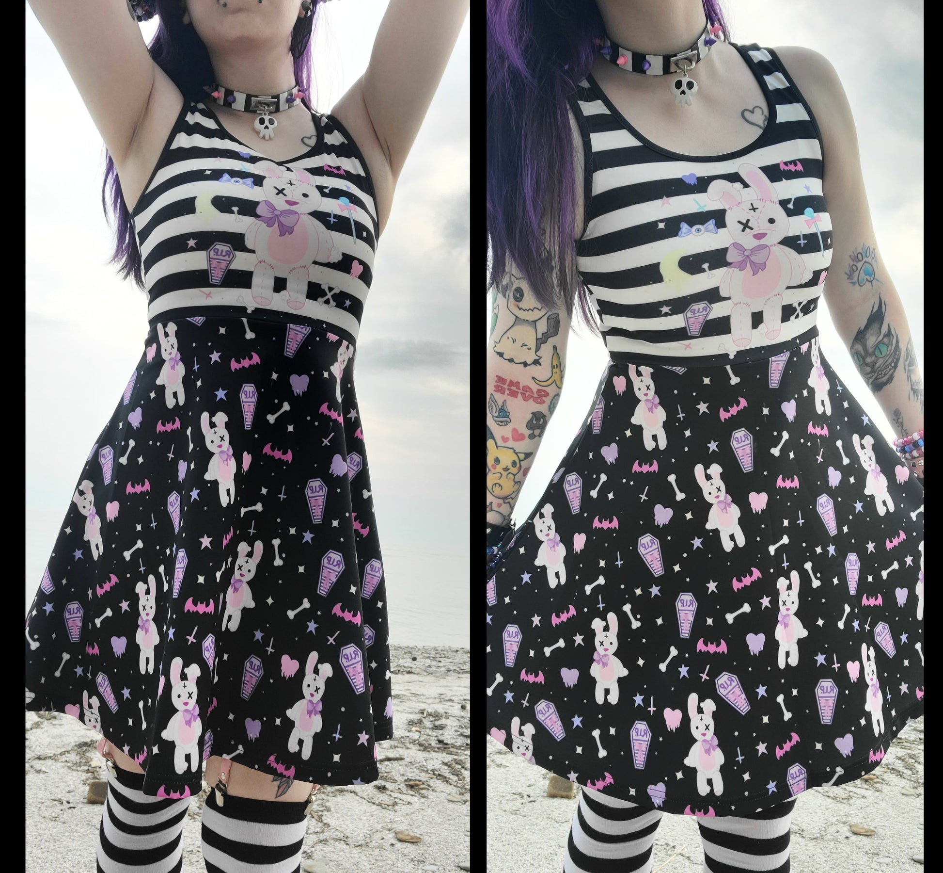 young model wearing a pastel goth dress
