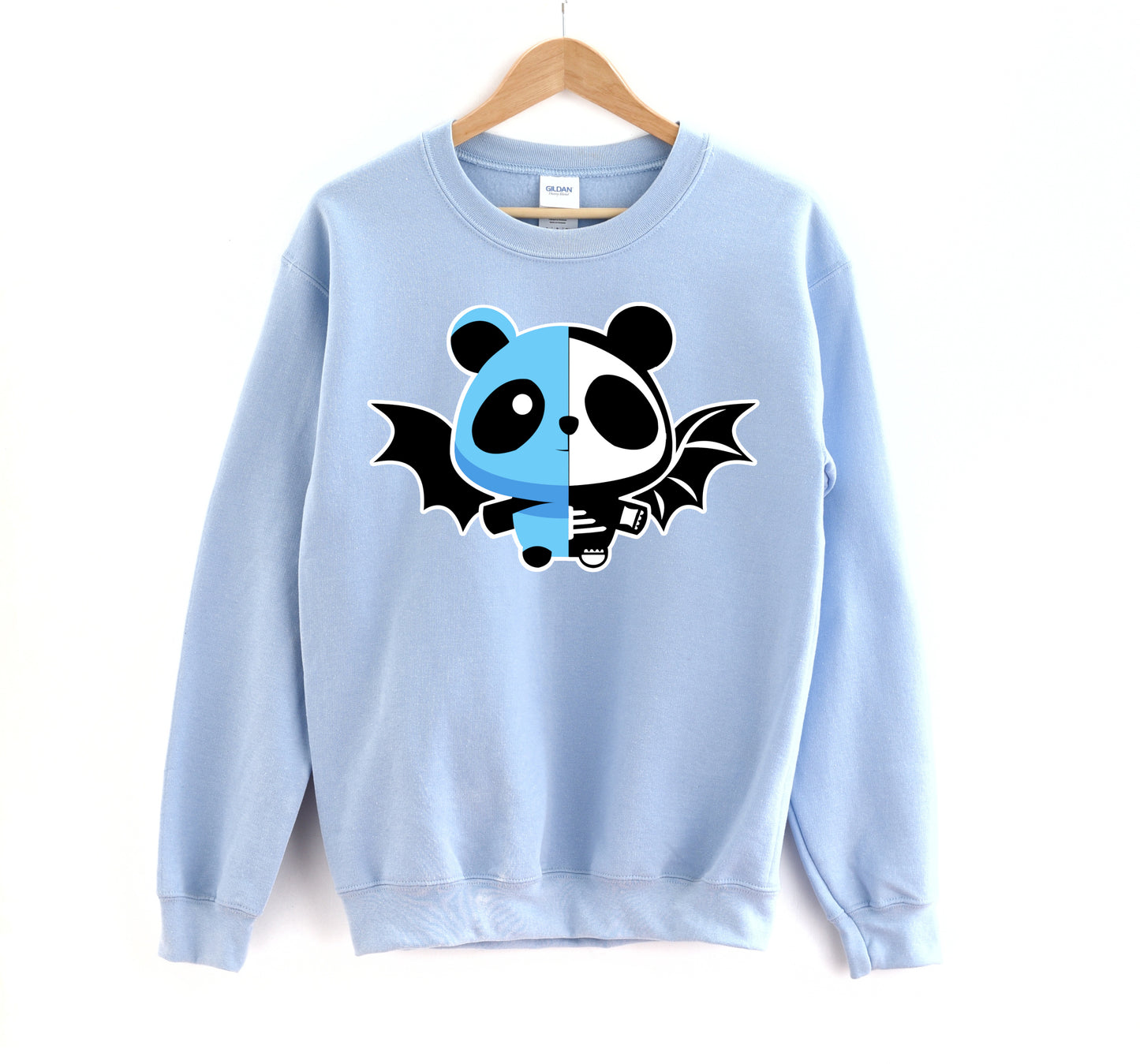 pastel goth spooky bat panda yami kawaii sweatshirt displayed on a white background