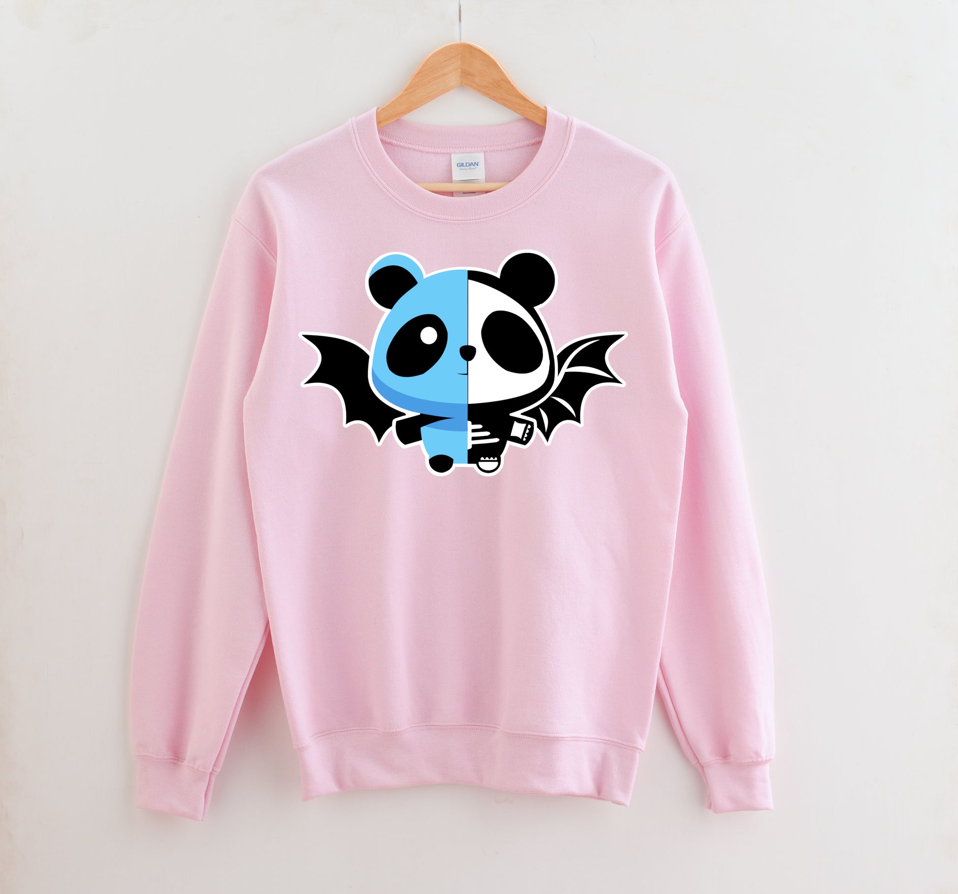 pastel goth spooky bat panda yami kawaii sweatshirt displayed on a white background