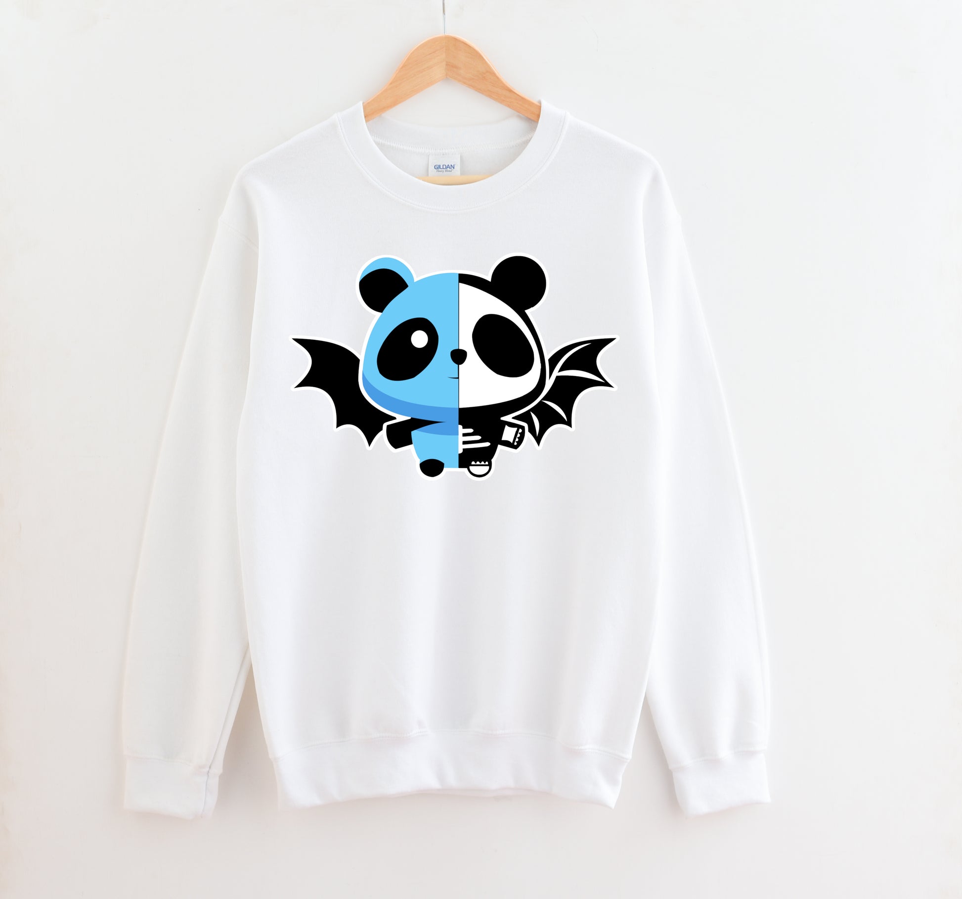 pastel goth spooky bat panda yami kawaii sweatshirt displayed on a white background