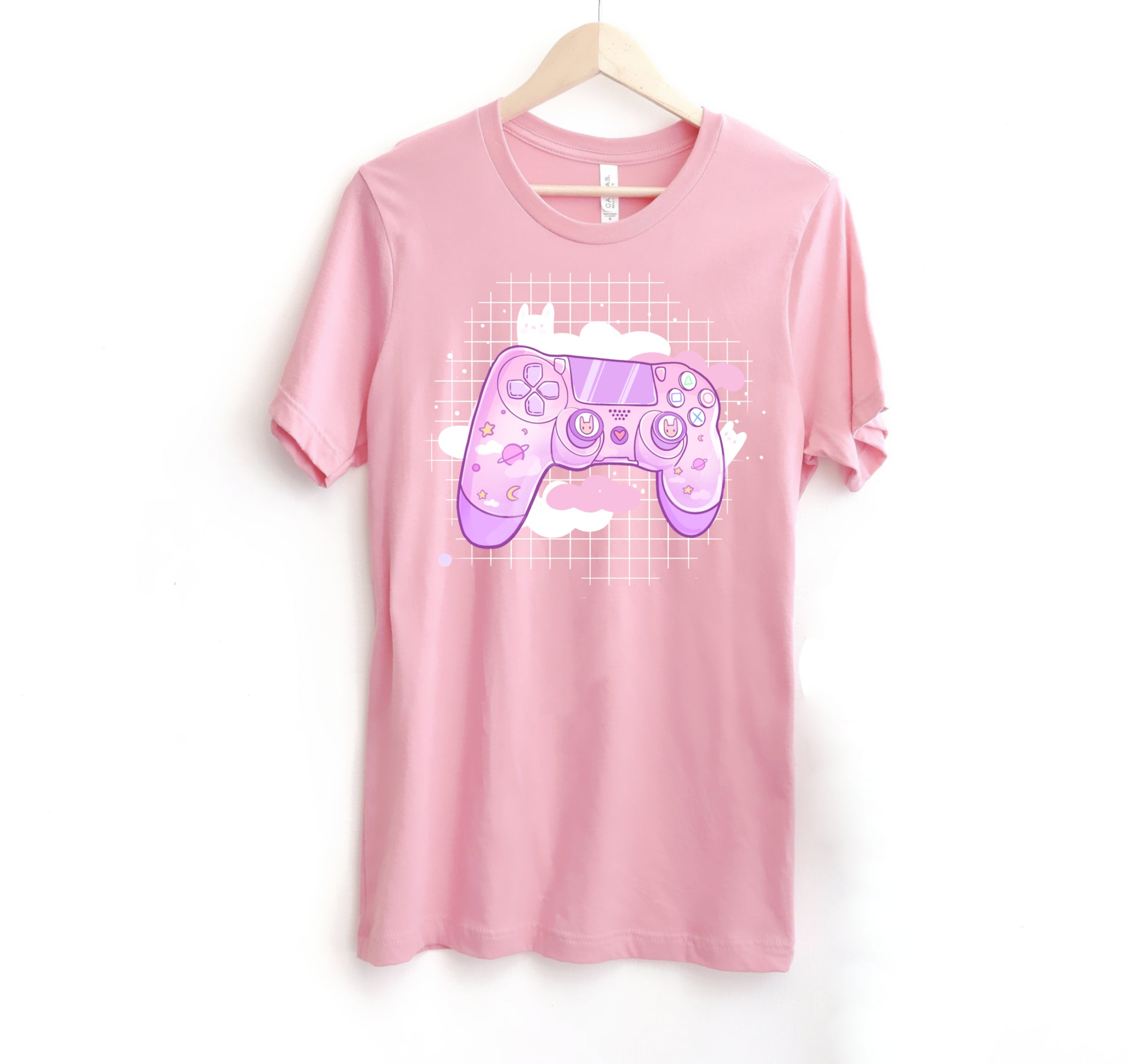 Pink Kawaii t-shirt displayed on clean white background.