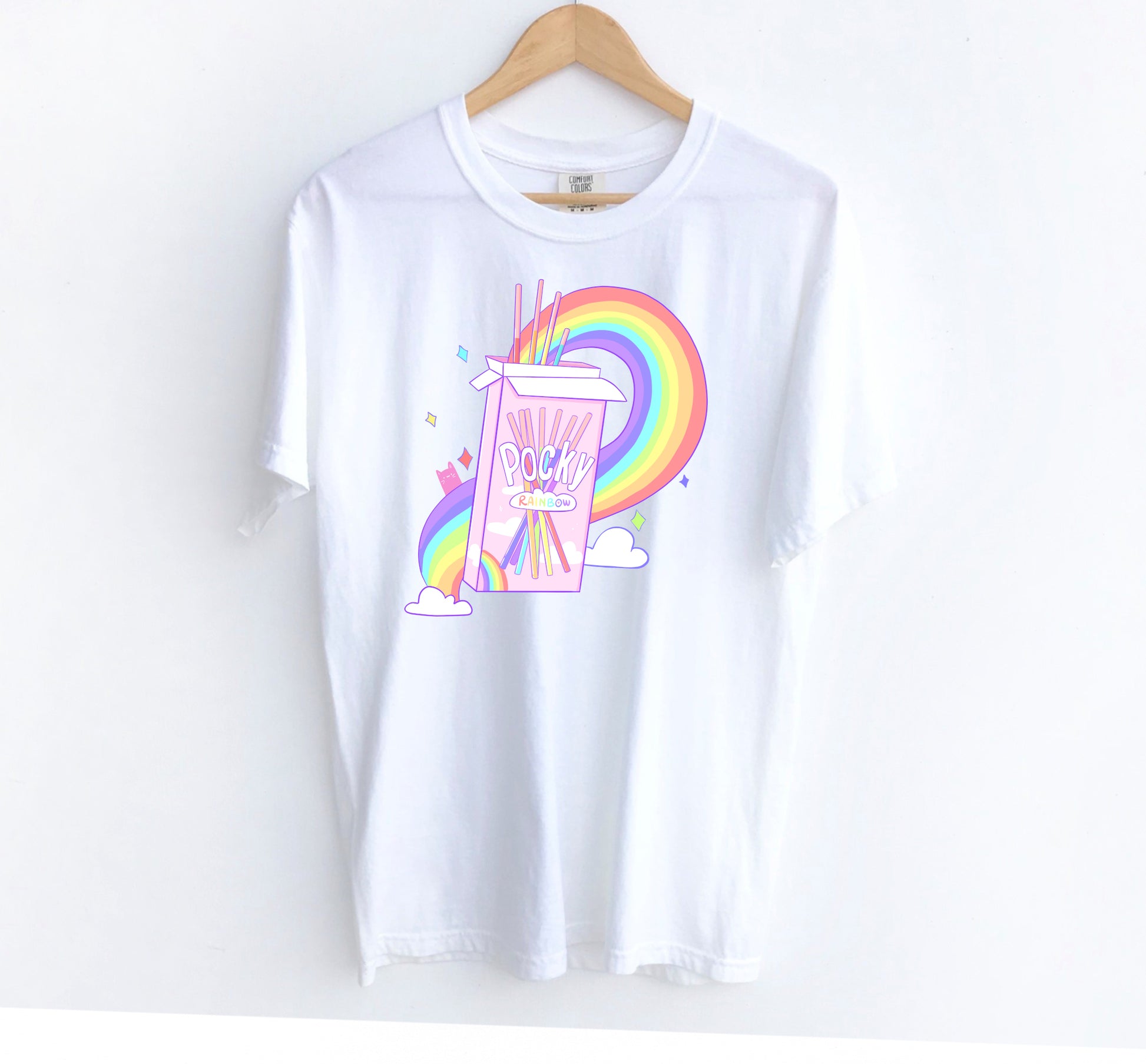white kawaii t-shirt displayed on clean white background.