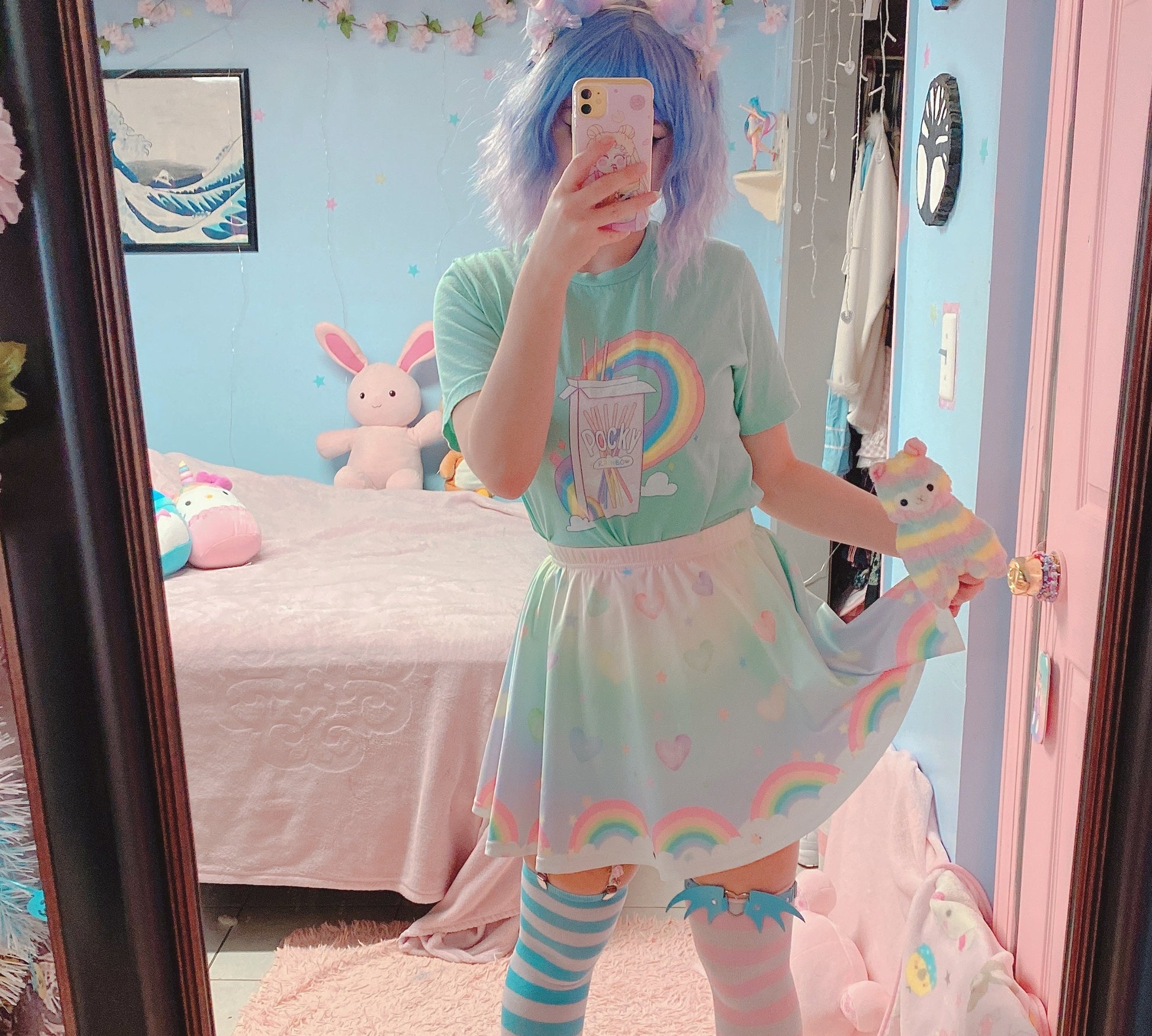 Cute girl kawaii aesthetic t-shirt featuring playful, pastel artwork