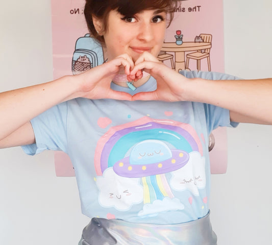 Kawaii Rainbow Space T Shirt Aesthetic Yume Kawaii Tee for Kawaii Girl 216T