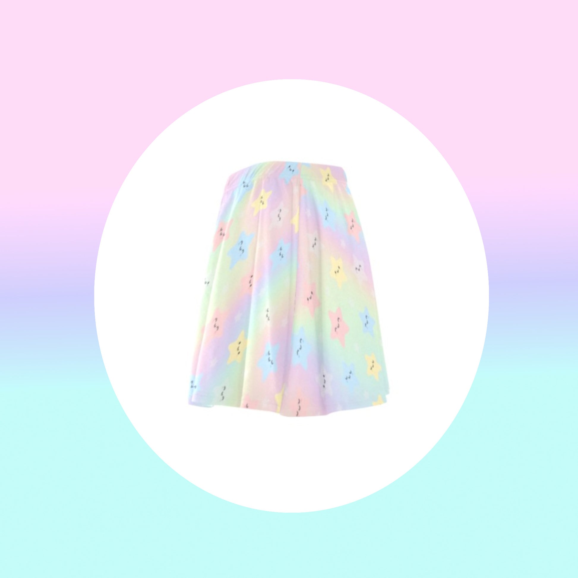 pastel kawaii  skirt displayed on e coloured background.