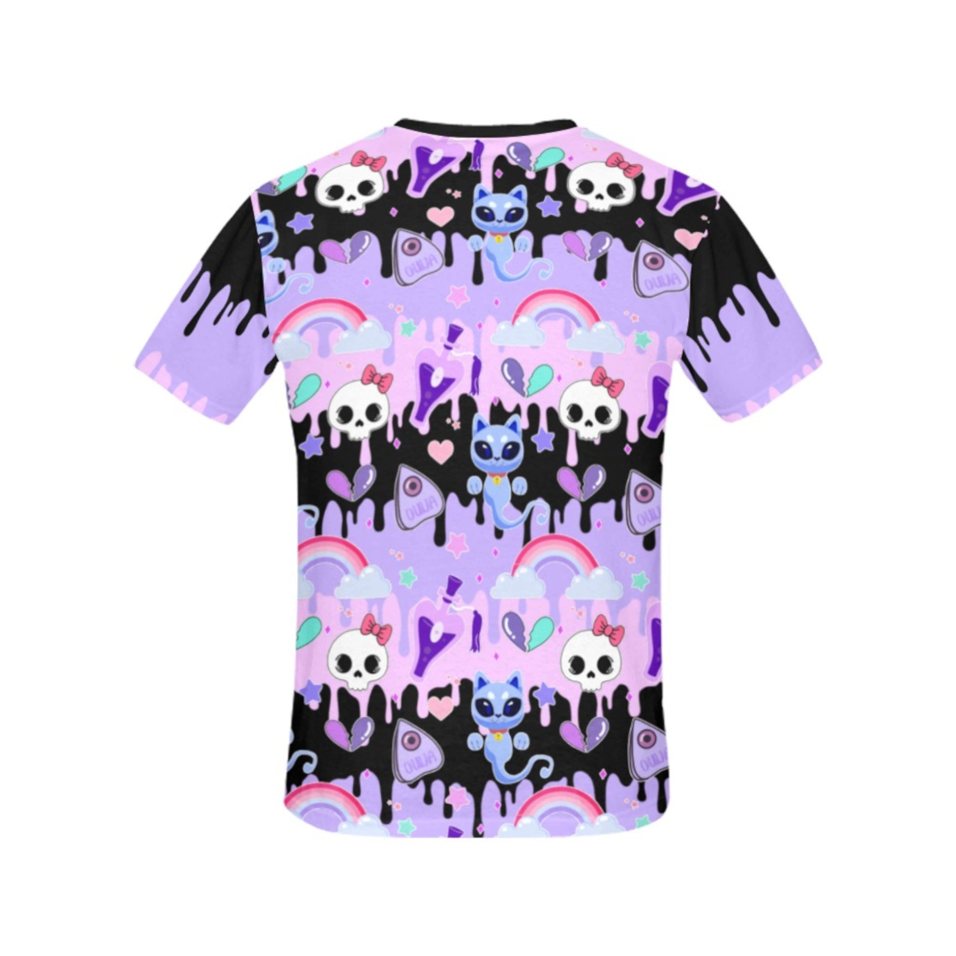 pastel goth t-shirt displayed on clean white background.