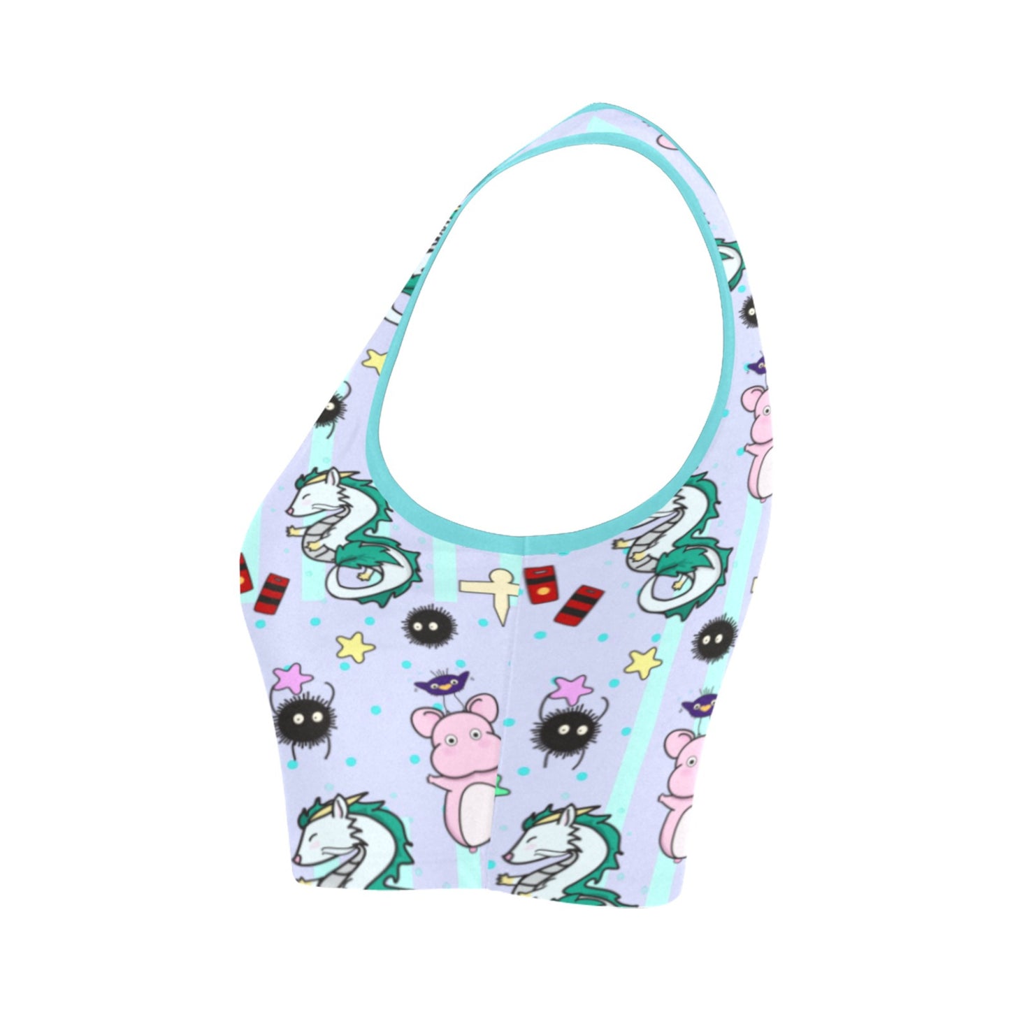 pastel kawaii crop top displayed on clean white background.