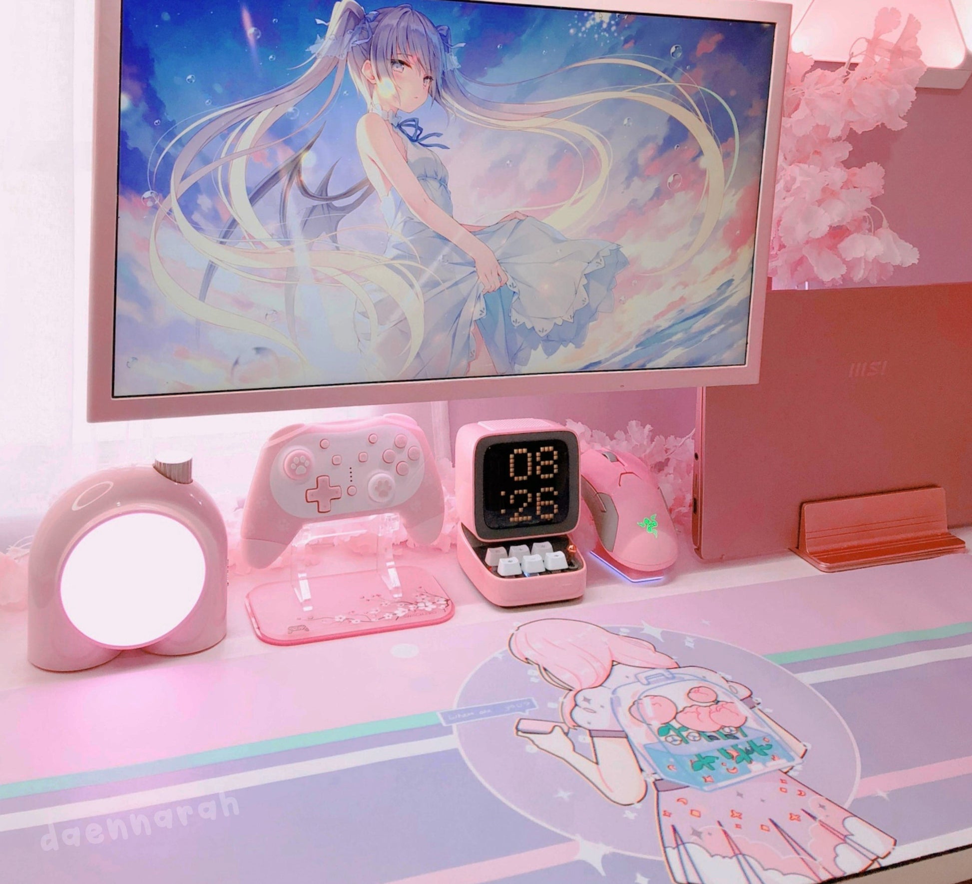 Cute and colorful desk mat perfect for kawaii-themed workspaces or gaming setups