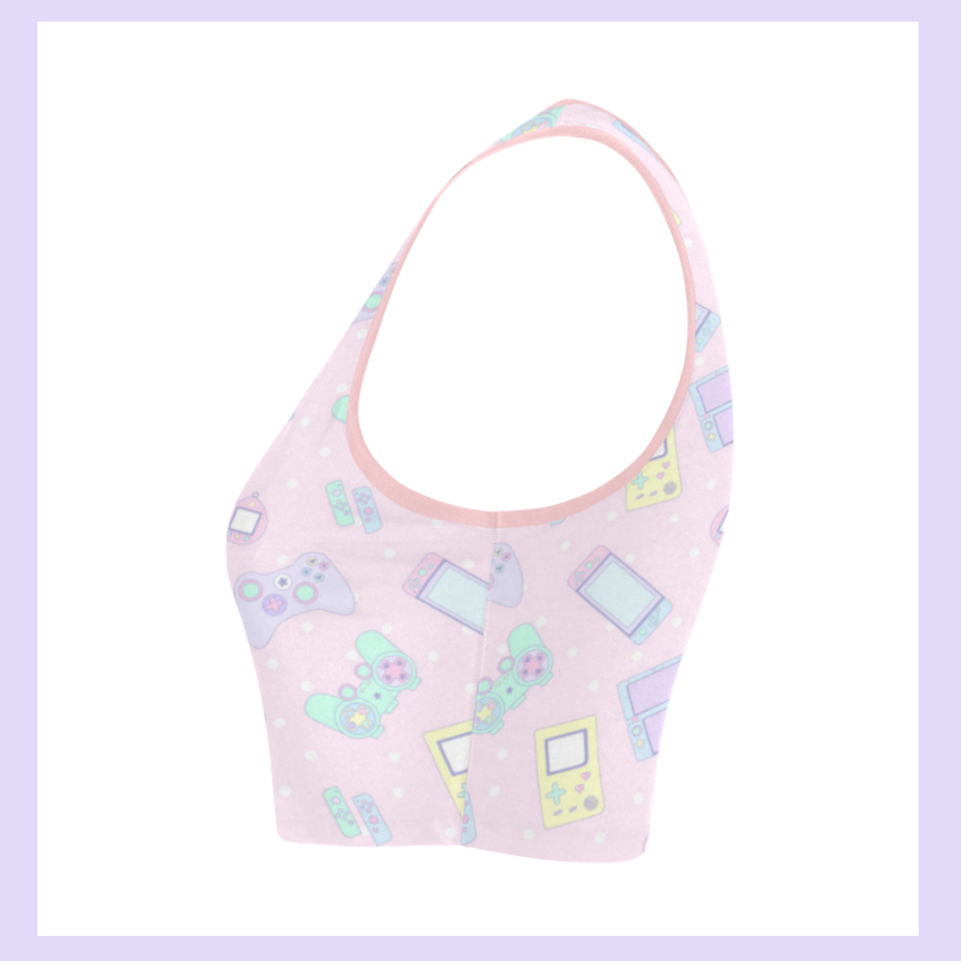 Pink pastel kawaii crop top displayed on clean white background